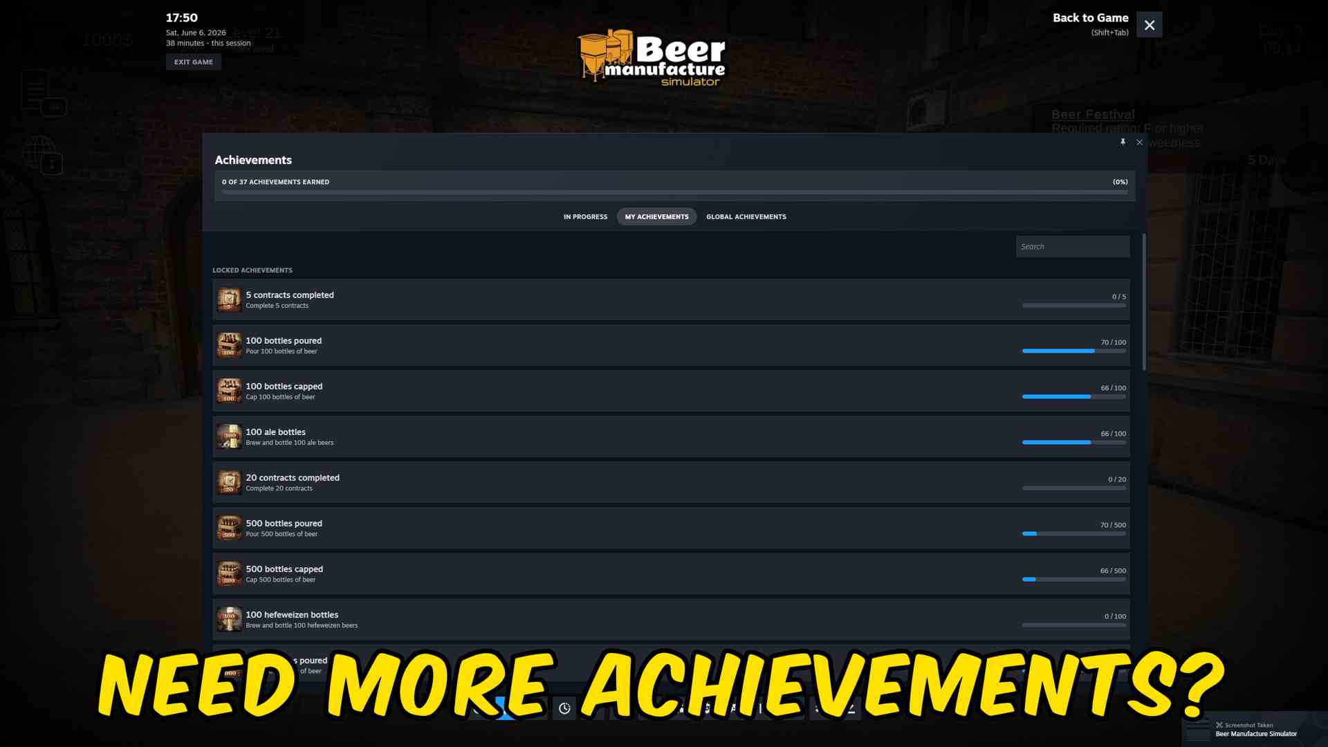 Beer Manufacture Simulator — Achievement Unlocker